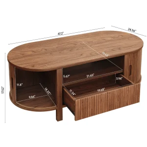 Oval Coffee Table, 47" w/ Storage