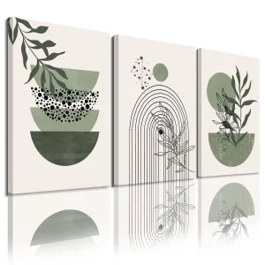 Green Boho Wall Art Set of 3