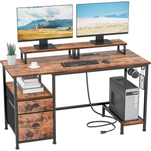 Home Office Desk with Power Outlets