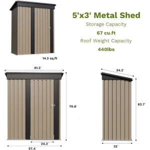 5x3 FT Outdoor Storage Shed