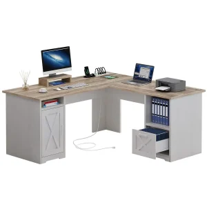 L Shaped Desk with Power Outlets