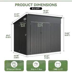7.5'x4' Triple Door Shed