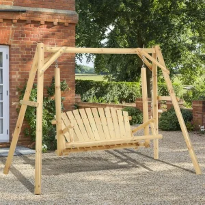 Durable 2-Seat Wooden Porch Swing