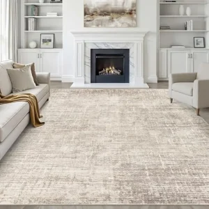 8x10 Area Rugs Washable Large Neutral Brown