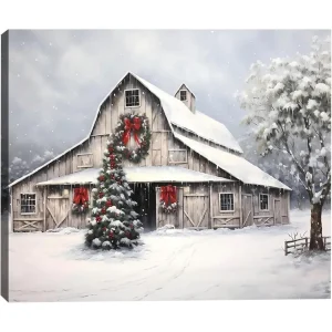 Framed Christmas Wall Art Farmhouse Barn Pictures