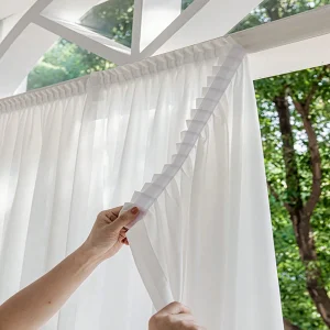 1pc White Ruffled adhesive tape Sheer Curtains