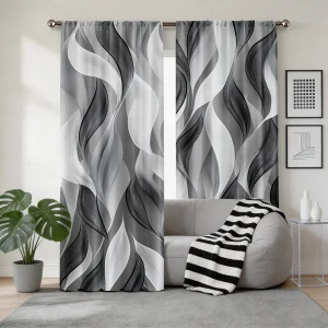 Two Piece Set of Curtains 2D Graphic Design